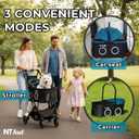 Dog Stroller for Small Medium Dogs & Cats Up to 50 lbs NTHUT WagZee Foldable Pet Stroller with 360 Mesh Windows, One-Click Fold, Reflective Trim, Storage Basket & Cup Holder (Black Teal)