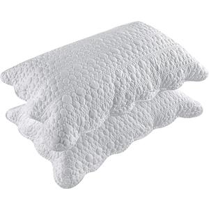 Bosowos Queen Size Pillow Shams Set of 2, Ultra Soft Breathable 20 x 30 Inches Quilted Pillow Cases Envelope Closure for Sleeping, Decorative Microfiber Bed Pillowcases Easy Care, White
