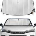Windshield Sun Shade for Honda Civic 2022-2025. Full Coverage Rearview Mirror Shade for Ultimate Protection (Silver)