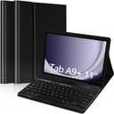 MORECOO for Samsung Galaxy Tab A9 Plus Case with Keyboard 11 inch 2023 (SM-X210/X216/X218), A9 Plus Tablet Case with Detachable Wireless Keyboard, Black