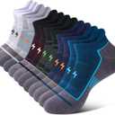 Mens Ankle Running Socks, Athletic Cushioned Low Cut Moisture Wicking Cotton Short Sports Socks, 6 Pairs (12-14, Multicolor)