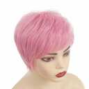 Short Pink Wig for Women Layered side Part with Bangs Wigs Synthetic Hair Pixie Cuts Wigs for Cosplay Halloween Party Use