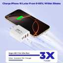 2Pack iPhone 17/16/15 Pro Max USB C to C Woven Cable Cord,PD 40W Type C Apple Charger 4 Port Wall Plug with 3FT USB C-C Fast Charging Woven Cord for iPhone 17 Air/16e/17/16/15/15 Plus/Pro/Pro Max/iPad