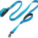 Wagtime Club Soft &Thick Dual Handle 6FT Dog Leash, Premium Nylon Double Padded Handles for Medium, Large or XLarge Dog (Reflective Bright Blue)