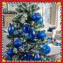 2 x HyDren 12 Pcs Plastic Christmas Ornaments for Tree Christmas Ball Finials 2.4''- 3.15" Vintage Shatterproof Drop Hanging Ornaments 3 Style Tree Decoration for Home Xmas Holiday Party Decor(Blue)