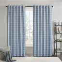 Madison Park Window Curtain for Living Room Thermal Insulated Fleece Lining, Cabin Plaid Curtain Room Darkening Window Drapes Bedroom, Anaheim, 1-Single Panel Pack, 50" x 84" Rod Pocket, Denim Blue