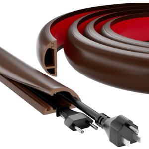 4ft Floor Cord Cover, Silicone Wire Hider, Hide Extension Cords, Protect Cords, Prevent Cable Trips, Heavy-Duty Adhesive-Backed Anti-Trip Cable Protector for Floor, Desk & Wall