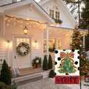 Artscope Welcome Bow Tree Christmas Garden Flag 12x18 Inch Double Sided, Polka Dot Seasonal Outdoor Winter Xmas Flag for Yard Farmhouse Holiday Decoration-Beige
