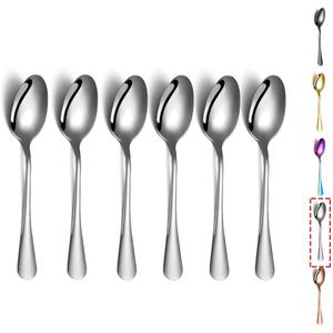 Teaspoons, Kyraton 6 Pieces 6.7" Stainless Steel Teaspoons, Dessert Spoon,Golden Teaspoon,Spoon Silverware Pack of 6