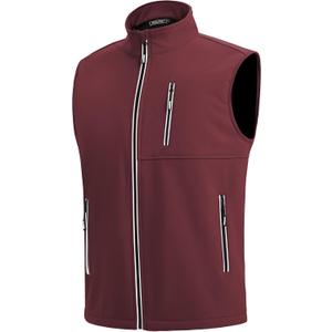 WULFUL Men's Windproof Lightweight Golf Vest Outerwear with Pockets, Softshell Sleeveless Jacket for Travel Hiking Running (Large)