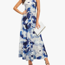 STYLEWORD Women's Summer 2025 Maxi Dress Floral Halter Neck Sexy Party Wedding Guest Long Formal Dress size XL