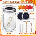LemonRoad 2 Sets Thanksgiving DIY Craft Kit DIY Glass Mason Jar Solar Lanterns Fall Maple Leaf Table Centerpieces Decoration with Rope Brush Glue for Autumn Party Decor Classroom Activities Crafts