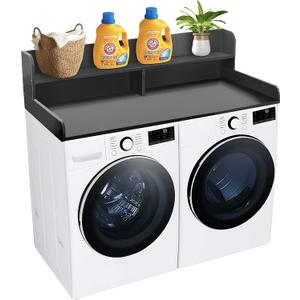 Royxen Laundry Countertop with 2-Tier Shelf Universal Fit, Washer and Dryer Countertop with Storage Space, Shelf Height 11.5 Inches, Solid Wood Core, Black, 54 inches x 27.5 inches x 11.5 inches