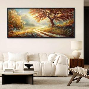 YDYSUNE Extra Large Landscape Canvas Poster Wall Art Vintage Countryside Field Path Scenery Picture Print Wall Decor Retro Painting Artwork for Modern Home Bedroom Office 70x31inch