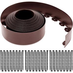 Sasylvia 5'' x 50' Landscape Edging Kit Plastic Garden Edging Border Include 45 Anchoring Spikes for Lawn Garden Grass Yard Home School, Brown