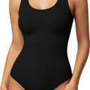 YOGINGO Women's Scoop Neck Sleeveless Bodysuits Backless Tank Top Body Suits for Womens Sexy Bodysuit Tops Leotards (Medium, Black)