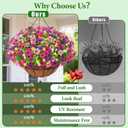 Artificial Hanging Flowers for Outdoors, Fake Hanging Plants with 12" Baskets, 12 Pcs UV Resistant Artificial Hanging Flowers for Decoration Outdoors Garden Patio Porch Yard Spring Summer Decor