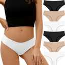 DEANGELMON Seamless Underwear for Women No Show Bikini Panties Comfortable Stretch Invisible Ladies Hipster Briefs (Medium, Chocolate-6 Pack)