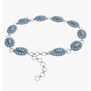 Western Turquoise flower Concho Chain Belt No.2