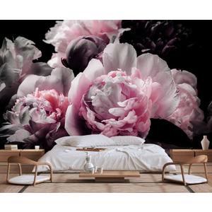 Large Pink Peony Flower Wallpaper for Bedroom, Living Room, Bathroom Background Wall Decoration(Non-self-Adhesive)