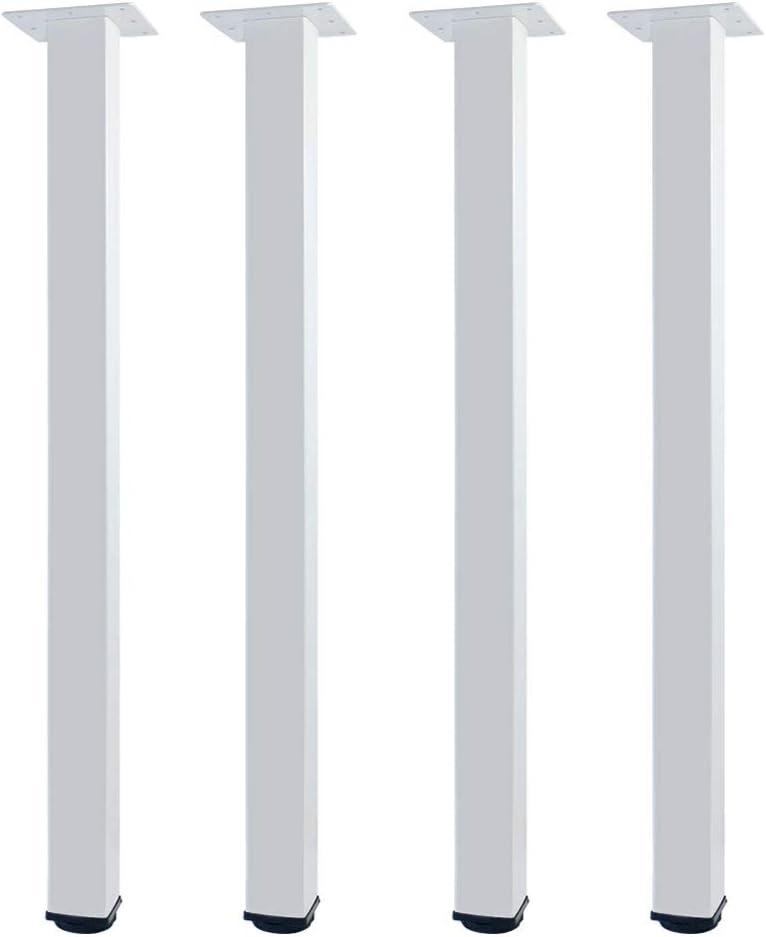 QLLY 30 inch Adjustable Metal Desk Legs, Square Office Table Furniture Leg, Table Leg, Set of 4 (White)