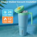 BJPKPK Insulated Tumblers With Handle And Straw 40oz Stainless Steel Travel Coffee Mug Tumbler Cups With Lid And Fruit Infuser,Sky Blue