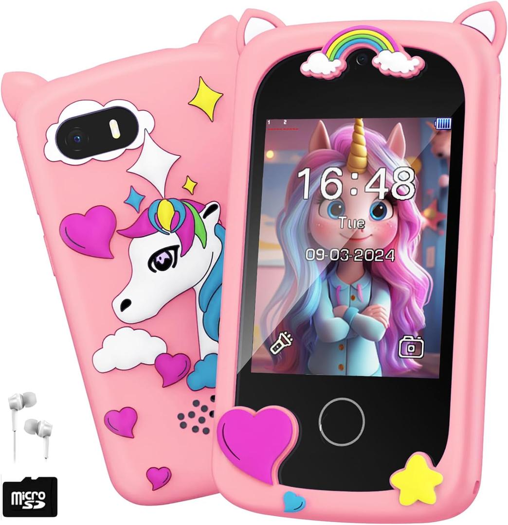 Kids Smart Phone Toy for Girls - Girl Toys Age 6-7 Years Old Real Cell Phones for Kid 3 4 5 6 7 8 9 10 11 12 - Kids Birthday Gift 3-5 4-6 5-7 6-8 7-12 8-10 8-12 Autism Montessori Toys