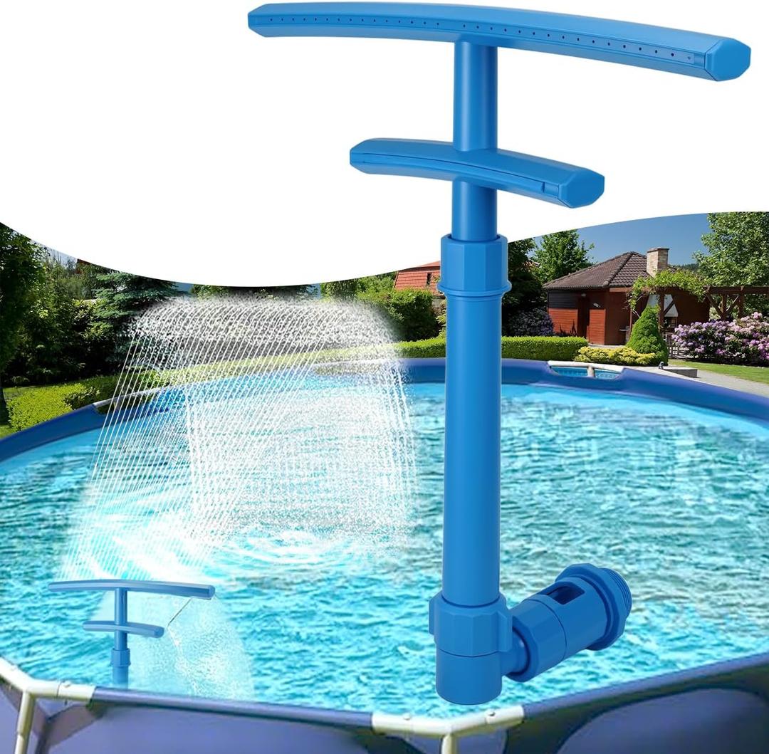 Dual Spray Pool Fountain with Adjustable Waterfall Aerator & Sprinkler, Universal Fit for Above Ground Pools, Swimming Pool Chiller Cools 10F, Swimming Pool Accessories Pool Decor