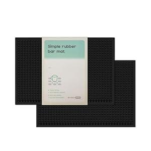 ZJWZLG 2 Pack Bar Mats, Home Bar Tool Drying Mats,Black Cocktail Mats 18''X12'' for Bars, Outdoor Camping, Home Bar Mats