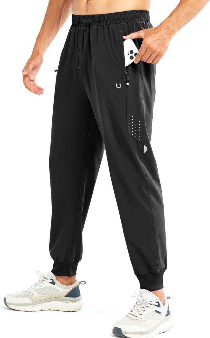 NORTHYARD Men's Athletic Running Pants Lightweight Workout Joggers Quick Dry Gym Sweatpants Active Sports Track Training (Black, M)