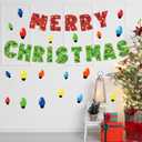 2 x Christmas Bulb Light Window Clings - Winter Car Refrigerator Decorations Stickers for Holiday Xmas Home Kitchen Living Room - Door Window Seasons Decals