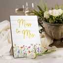 3 x Wedding Engagement Wooden Stand, Floral Bridal Shower Wooden Sign Stand 5x7 Inch, Miss To Mrs Decor,Bridal Shower DecorationsWedding Reception Decor,Gifts For Mr & Mrs, (Assorted)
