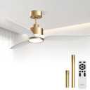 52 Inch White Gold Ceiling Fan with Light and Remote, Indoor Modern Ceiling Fan for Bedroom Living Room, High CFM Quiet DC Motor