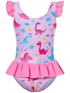 Vieille 4T Bathing Suit for Girls 5T Swimsuits Swimwear One Piece with Ruffle Hem Skirt
