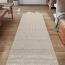 DEXI Thin Hallway Runner Rug 2x7, Non Slip Entryway Rugs, Beige White, 24" X 84"