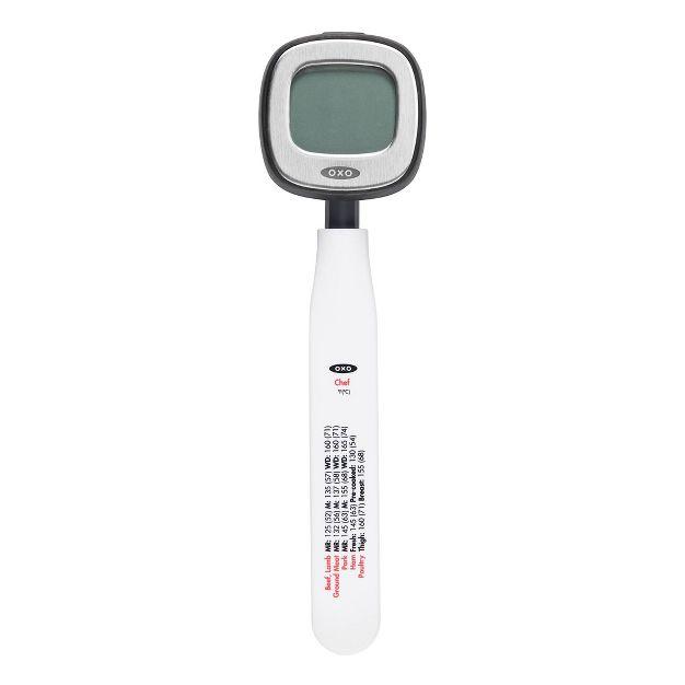 OXO Digital Instant Read Thermometer: Quick Read Cooking Tool, Stainless Steel, -22 to 302°F, Includes Storage Sleeve