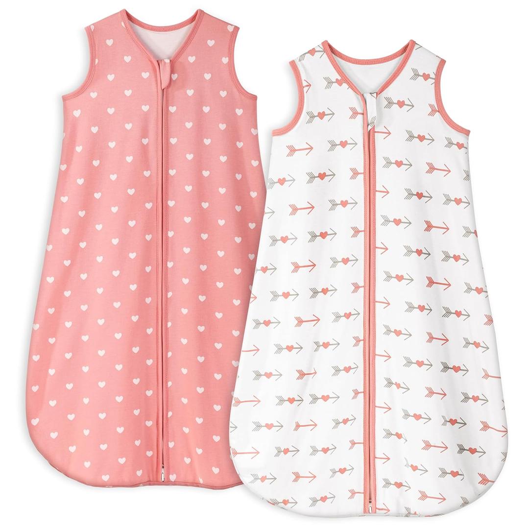 Yoofoss Baby Sleep Sack 0-6 Months TOG 1.0 Baby Wearable Blanket, 2 Pack 100% Organic Cotton Infant Toddler Sleeping Sack 2-Way Zipper Lightweight Sleep Sack (Small)