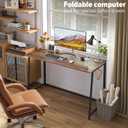 WOHOMO Folding Desk, 47.2" Foldable Computer Desk for Bedroom, Space Saving Computer Table Writing Workstation for Home Office, Easy Assembly, Walnut, Extra Large Size:47.2 x 19.6