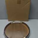 11.6 Inch Serving Tray with Handles Decorative Bamboo Tray Round Jewelry Trinket Trays for Kitchen Multipurpose Kitchen Organizing Home Decor (Brown)