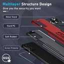 4 x Janmitta Compatible with Moto G 5G 2023 Case with Screen Protector,Heavy Duty Shockproof Full Body Protective Cover Built in Rotatable Metal Ring Holder Kickstand,Red