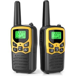 Walkie Talkies,MOICO Long Range Walkie Talkies for Adults Two-Way Radios with 22 Channels FRS VOX Scan LCD Display with LED Flashlight for Field, Survival Biking Hiking Camping 2 Pack (Yellow2)