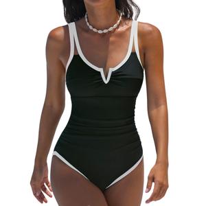 popvil One Piece Swimsuits Women 2026 Tummy Control - Modest Bathing Suit Shapewear Swimwear Retro Neon Swim Suit, L
