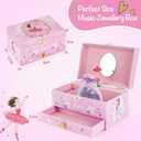 Music Jewellery Box with Drawer Necklace Bracelet, Musical Jewelry Storage Case with Spinning Ballerina Gift Set for Kids Girls Children Daughter (Pink Ballerina)