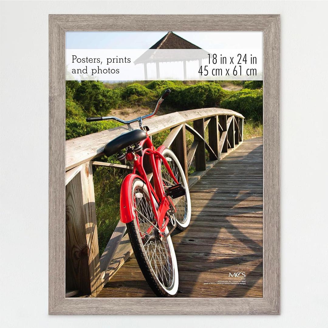 MCS Museum Poster Frame 18x24 Barnwood, Vertical & Horizontal Wall Hanging Large Picture Frame for Photos, Posters & Art Prints (1-Pack)