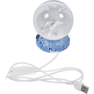 Crystal Ball Night Light LED Desk Lamp 8Cm 3D Engraved Sea Star with Resin Base Colorful USB Light Decor for Bedroom and Living Room