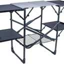 GCI OUTDOOR Slim-Fold Cook Station | Portable Folding Kitchen Table with a Heat Resistant Tabletop, 4 Side Tables & Storage Rack, Perfect for Picnics & Camping Trips, 52"d X 21"w X 32"h