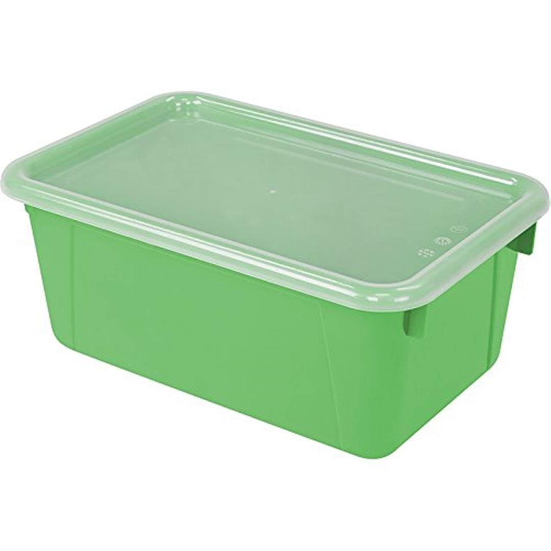 Storex Small Cubby Bin, 5-Pack with Clear Lid/Classroom Green