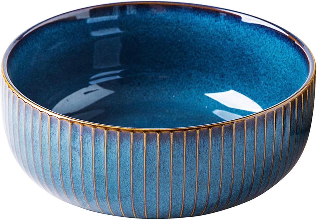 CSYY Salad Bowl 66 Oz, 8" Large Soup Bowls, Porcelain Round Serving Bowl Blue Decorative Bowl for Salad, Chip, Cereal, Fruits and Pasta (1pc)