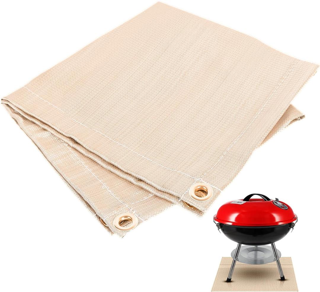 20"x 20" Fire Pit Mat - Fireproof & Heat Resistant Wood Stove Mat for Deck, Patio, Lawn - Fiberglass Insulation Floor Protector for Camping, BBQ, Tent Stoves (BROEN)