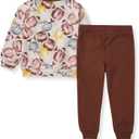 Burt's Bees Baby Boys Shirt and Pant Set, Long Sleeve Top & Bottom Outfit Bundle, 100% Organic Cotton (Newborn)